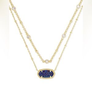 Kendra Scott Elisa Gold Multi Strand Necklace in Indigo Blue Drusy